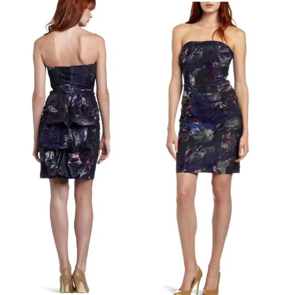 NEW Betsey Johnson Strapless Bustle Party Dress Sze 8 Velvet Taffeta Gray Purple - Picture 1 of 10